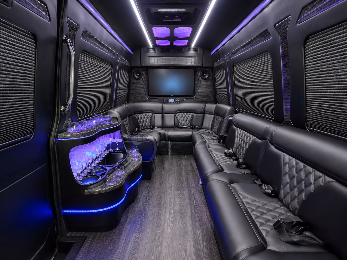 carson 28 passenger party bus interior