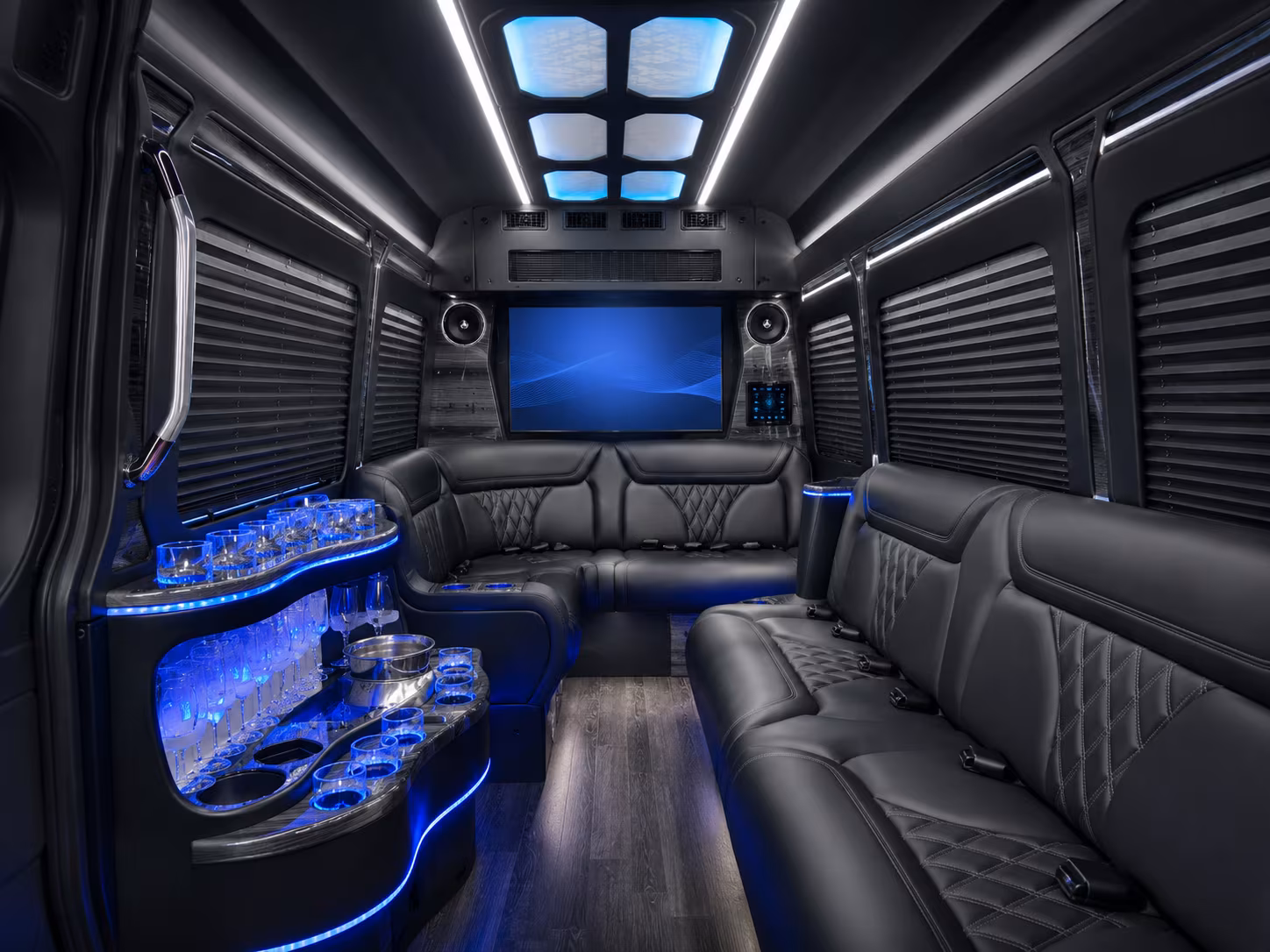 carson 30 passenger party bus inside