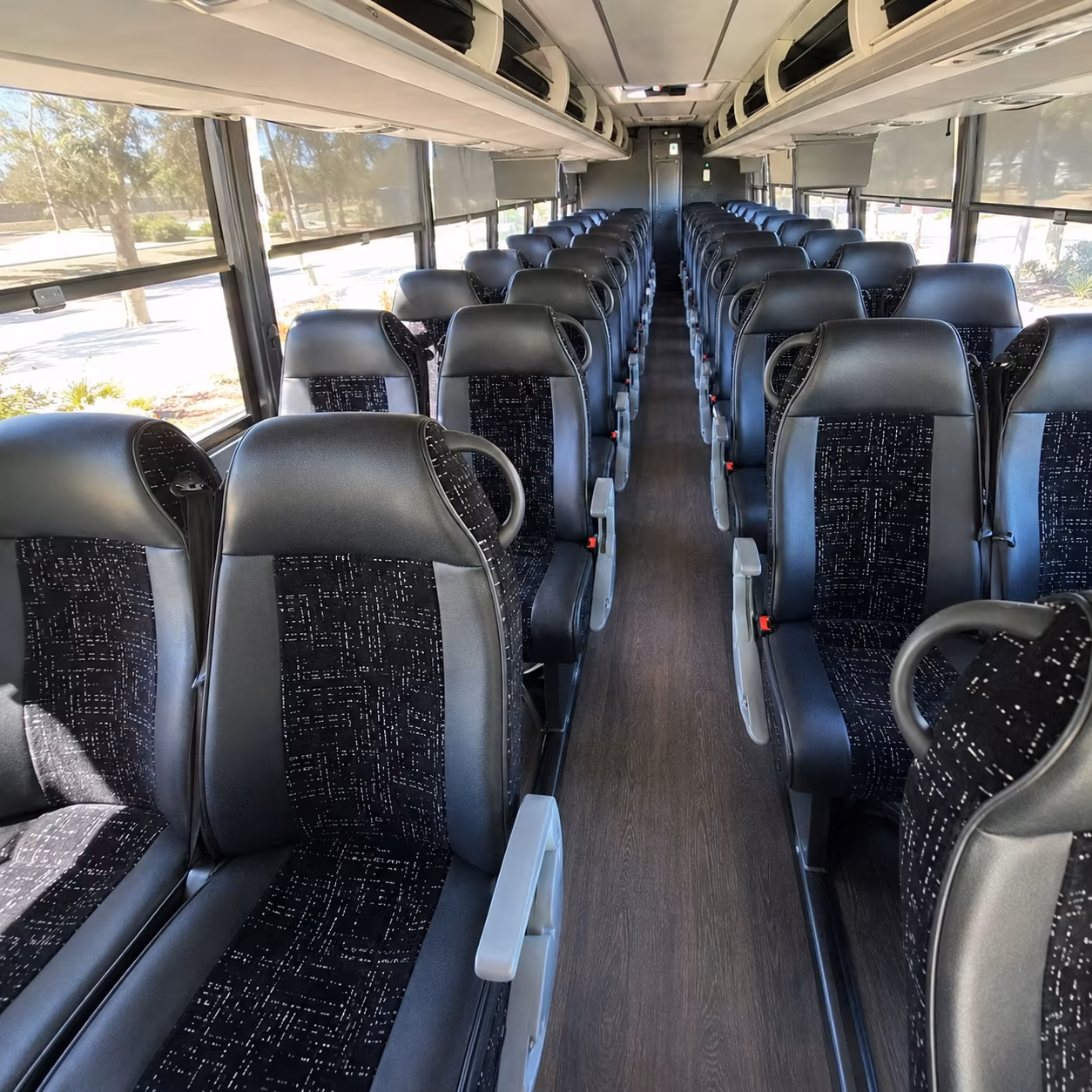 long beach charter bus rental interior